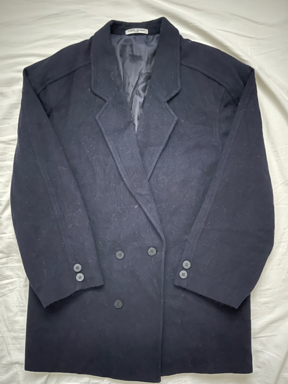 Pierre Balmain Paris Black Wool Double Breasted Coat - Picture 5 of 16